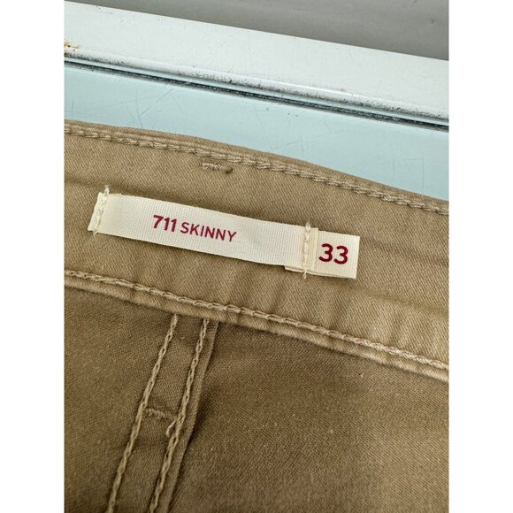 Levis 711 Skinny Women's Jeans Size 16 M 33X30 Beige Mid Rise Soft Touch Stretch - Picture 11 of 16